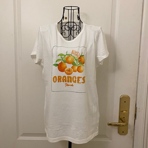 NWOT J. Crew Florida Oranges Graphic T-Shirt In White 100% Cotton Size Medium - Picture 1 of 6